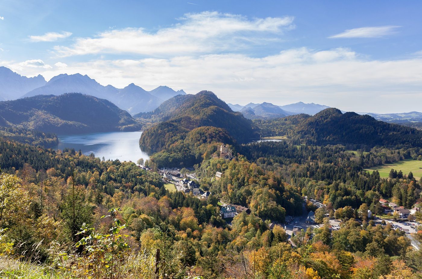 The Alpsee, Schwansee and the foothills from above.