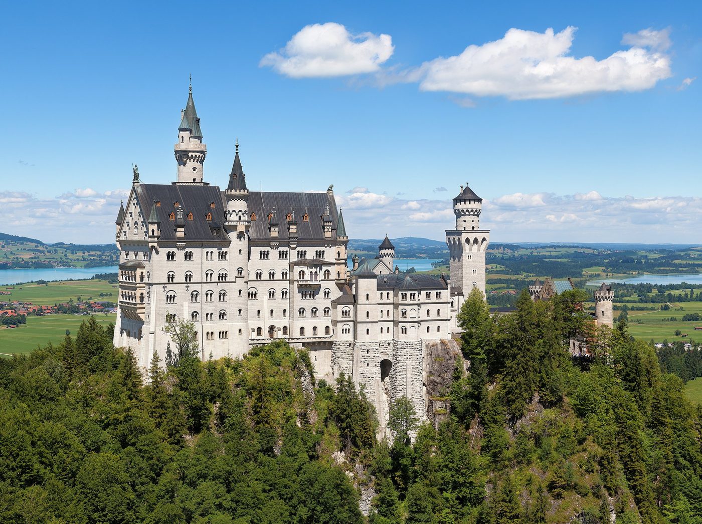 Neuschwanstein Castle from Marienbrücke, with the Forggensee behind