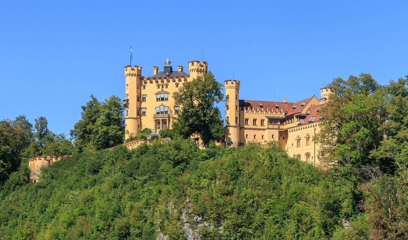 Hohenschwangau Castle on its hill above the lake.