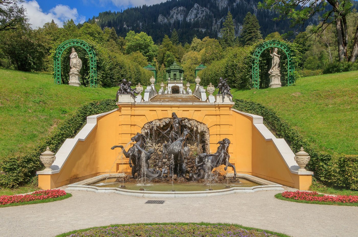 The Neptune fountain in Linderhof Palace park