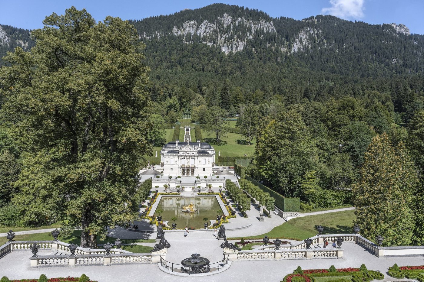 Linderhof Palace from the terrace gardens
