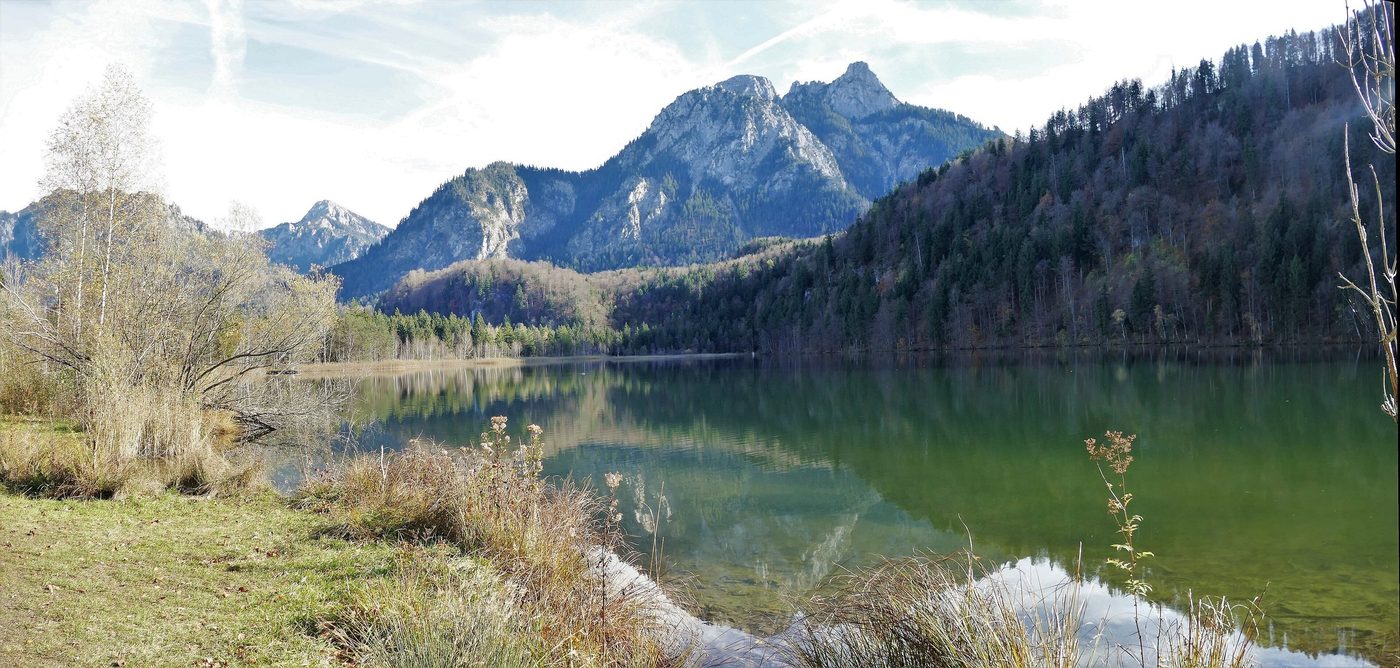 The Schwansee with the Alps behind.