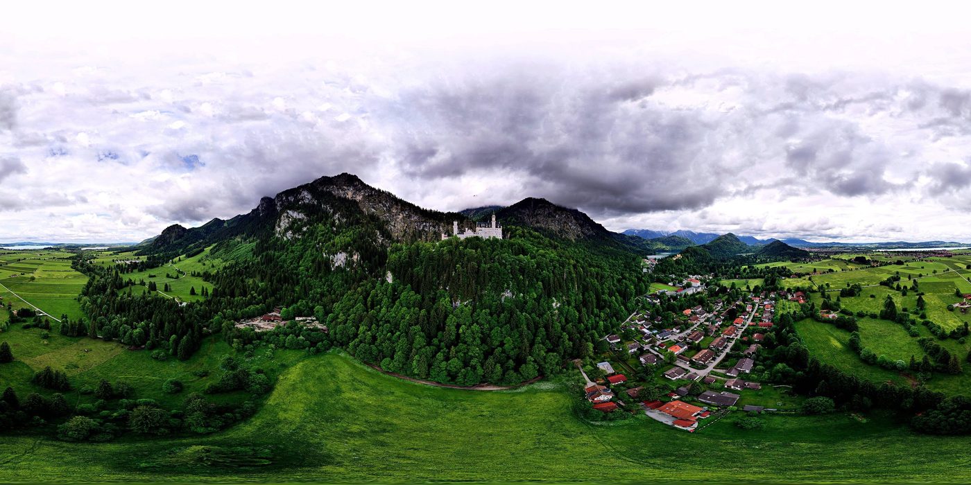 Neuschwanstein Castle from the Tegelberg under cloud