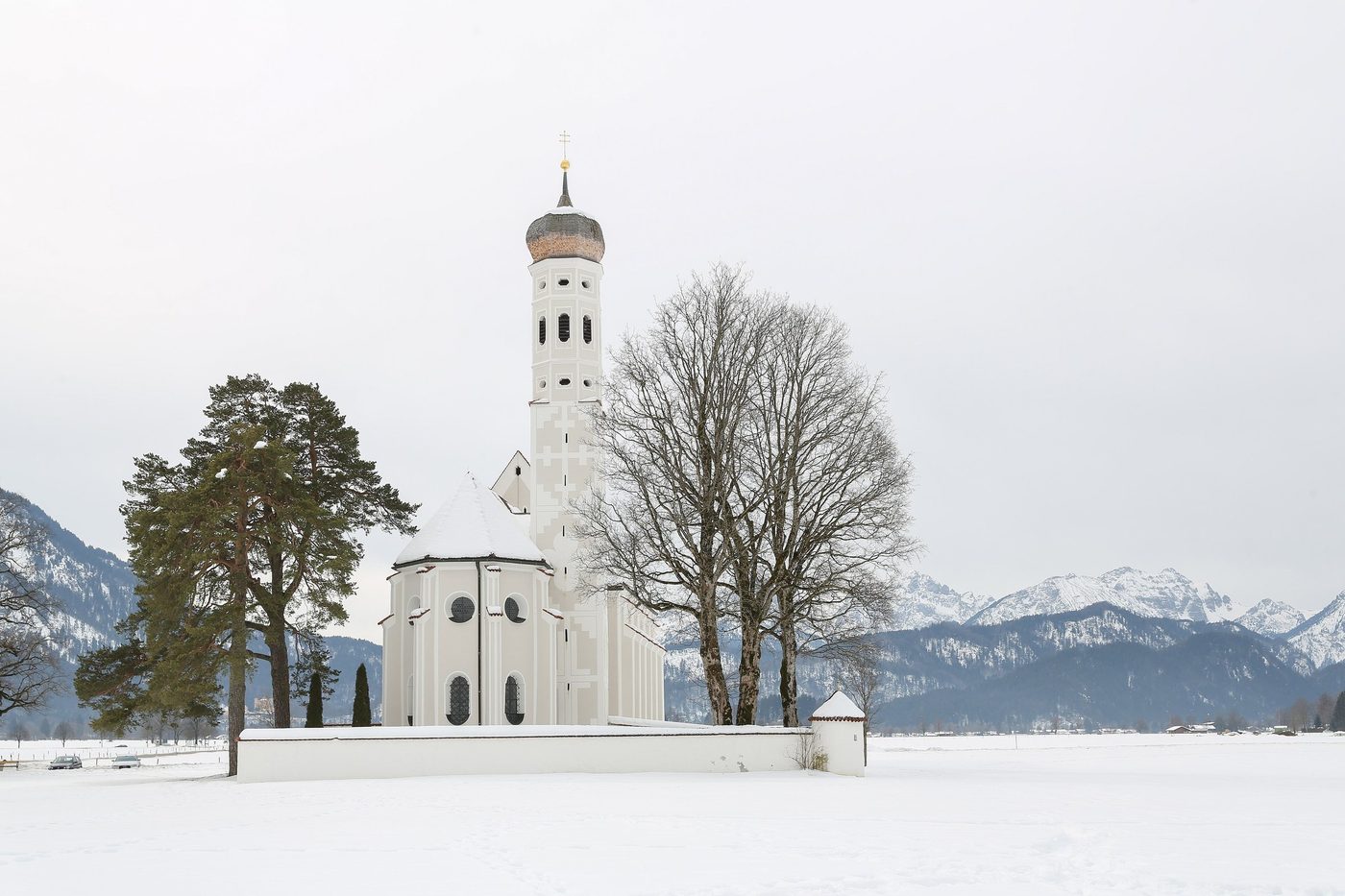 St Coloman church near Schwangau in snow
